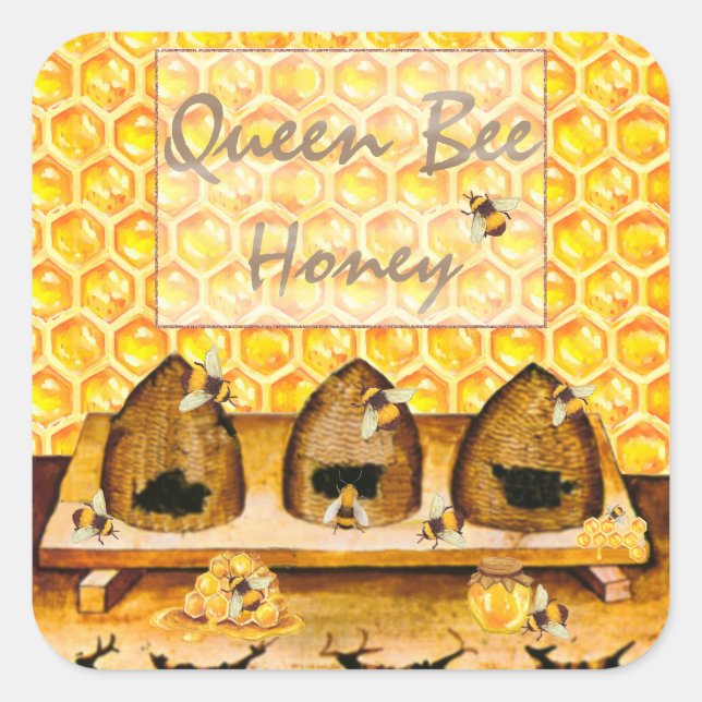 Honey Jar Canning Label Quadratischer Aufkleber (Vorderseite)