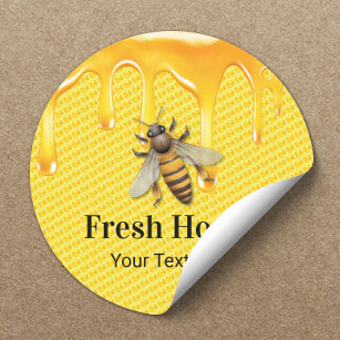 Honey Jar Fresh Bee & Honeycomb Apiary Beekeeper Runder Aufkleber