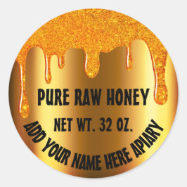 Honey Jar Honeybee Honeycomb. Apiary Tropfens Gold Runder Aufkleber