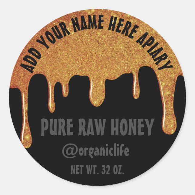 Honey Jar Honeybee Honeycomb Gold Tropfen Lux Runder Aufkleber (Vorderseite)