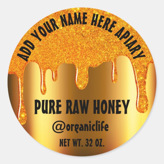 Honey Jar Honeybee Honeycomb Gold Tropfens Social Runder Aufkleber (Vorderseite)