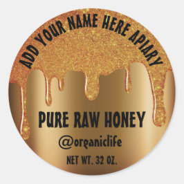 Honey Jar Honeybee Honeycomb Gold Tropfens Vip Runder Aufkleber