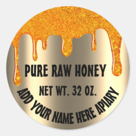 Honey Jar Honeybee Honeycomb. Tropfen Gold 1 Runder Aufkleber