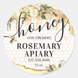 Honey Jar Honeycomb Bee Apiary Food Classic Round Runder Aufkleber