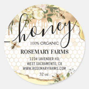 Honey Jar Honeycomb Bee Apiary Food Runder Aufkleber