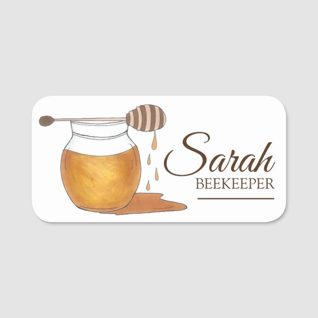 Honey Jar Honeypot Beekeeper Namensschild (Vorderseite)