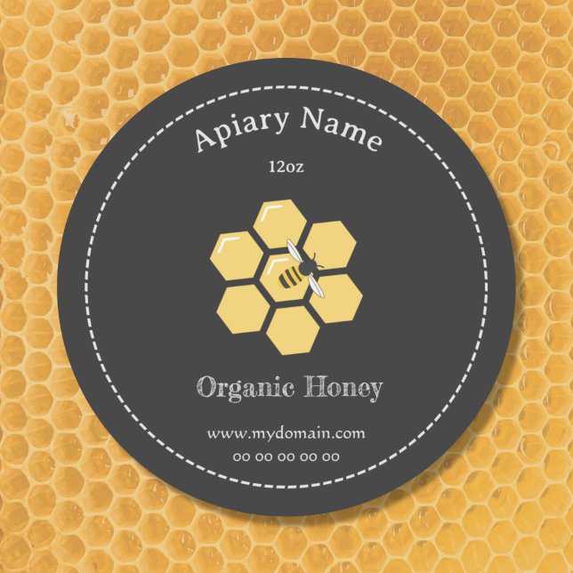 Honey Jar Label auf schwarzem Aufkleber für Imker (Honey Jar Label on Black Sticker for Beekeeper)