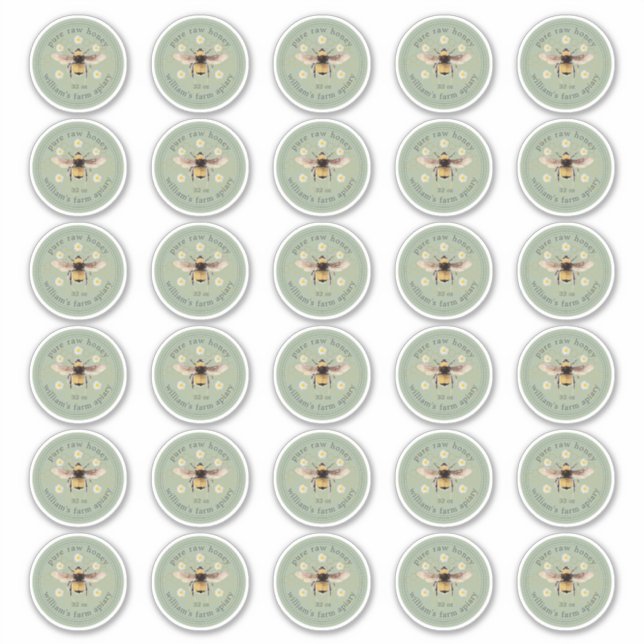 Honey Jar Label Honey Bee Apiary 2 INCH Stickers (Vorderseite)