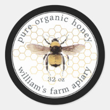 Honey Jar Label Honeybee Apiary Honeycomb Gold
