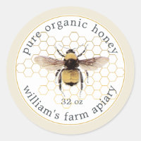 Honey Jar Label Honeybee Apiary Honeycomb White