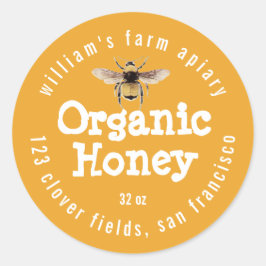 Honey Jar Label Honeybee Apiary Mellow Yellow Runder Aufkleber