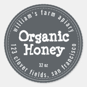 Honey Jar Label Honeybee Apiary Off Black Runder Aufkleber