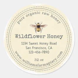 Honey Jar Label Honeybee Apiary Runder Aufkleber