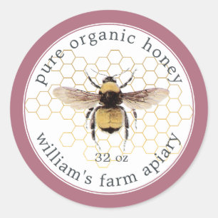 Honey Jar Label Honeybee Honeybee Honeycomb Cassis Runder Aufkleber