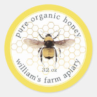 Honey Jar Label Honeybee Honeybee Honeycomb Gelb
