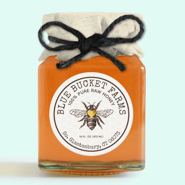 Honey Jar Label Honeycomb Bee Runder Aufkleber (Von Creator hochgeladen)