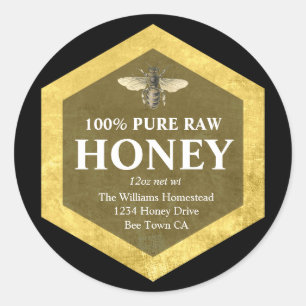 Honey Jar Label   Honigbiene und Apiary Name Runder Aufkleber