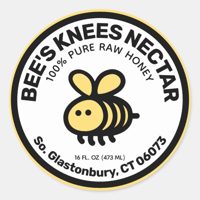 Honey Jar Label Moderne Niedliche Biene Runder Aufkleber (Vorderseite)