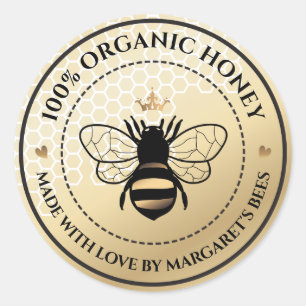 Honey Jar Labels Honeybee Honeycomb Bee Apiary Runder Aufkleber