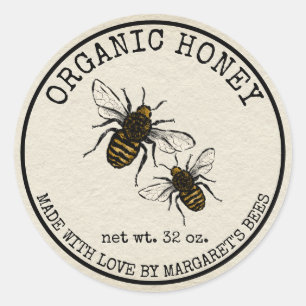 Honey Jar Labels Honeybee Honeycomb Bee Apiary Runder Aufkleber
