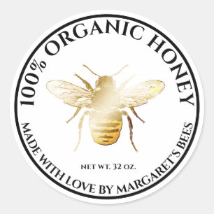 Honey Jar Labels Honeybee Honeycomb Bee Apiary Runder Aufkleber