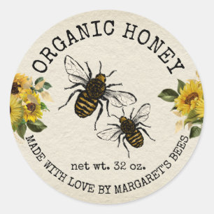 Honey Jar Labels Honeybee Honeycomb Bee Apiary Runder Aufkleber