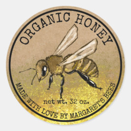 Honey Jar Labels Honeybee Honeycomb Bee Apiary Runder Aufkleber