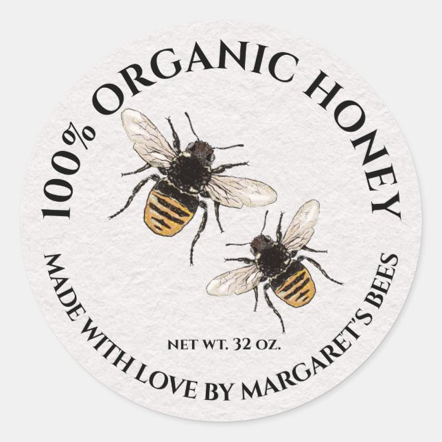 Honey Jar Labels Honeybee Honeycomb Bee Product Runder Aufkleber (Vorderseite)