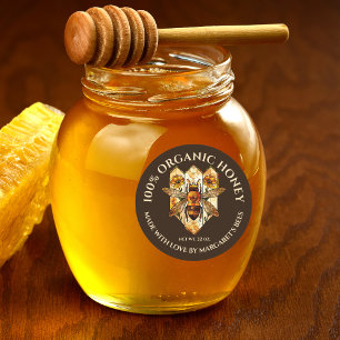 Honey Jar Labels Honeybee Honeycomb Bee Product Runder Aufkleber