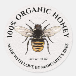 Honey Jar Labels Honeybee Honeycomb Bee Product Runder Aufkleber