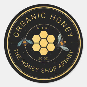 Honey Jar Labels Honigbiene Honeycomb Bee Apiary Runder Aufkleber