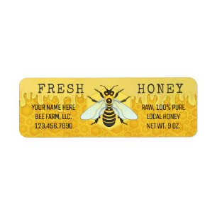 Honey Jar Labels   Honigbienen-Honigwabenbienen
