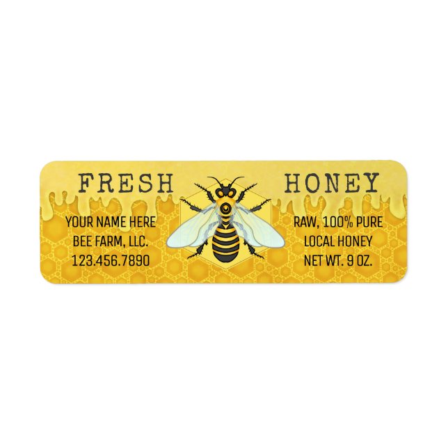 Honey Jar Labels | Honigbienen-Honigwabenbienen (Vorne)