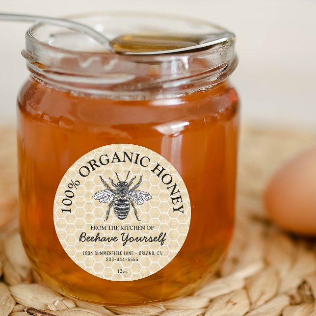 Honey Jar Labels | Honigbienen — Honigwabenfutter Runder Aufkleber (Von Creator hochgeladen)