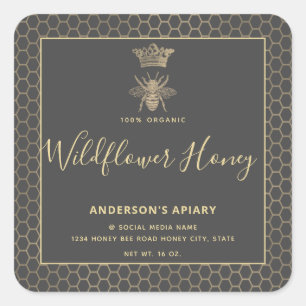Honey jar, moderne Schriftzeichen-Königin Quadratischer Aufkleber