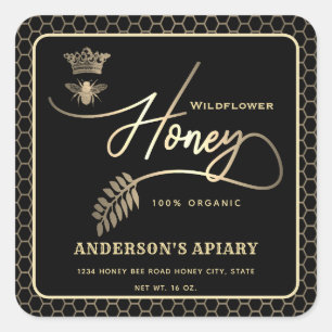 Honey jar, moderne Schriftzeichen-Königin Quadratischer Aufkleber
