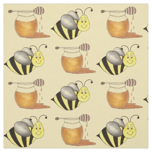 Honey Jar Pot Honeypot Bee Honeybee Bumblebee Stoff (Muster)