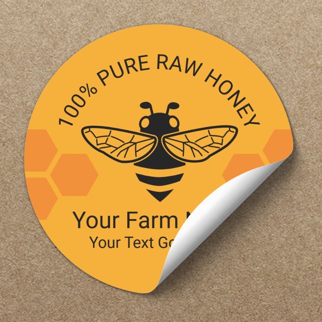 Honey Jar Pure Raw Honey Bee Apiary Beekeeper Runder Aufkleber (Von Creator hochgeladen)