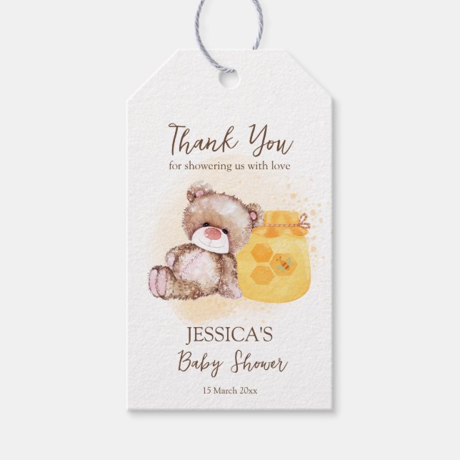 Honey jar teddy Bär Bärenjunge Geschenkanhänger (Vorderseite)