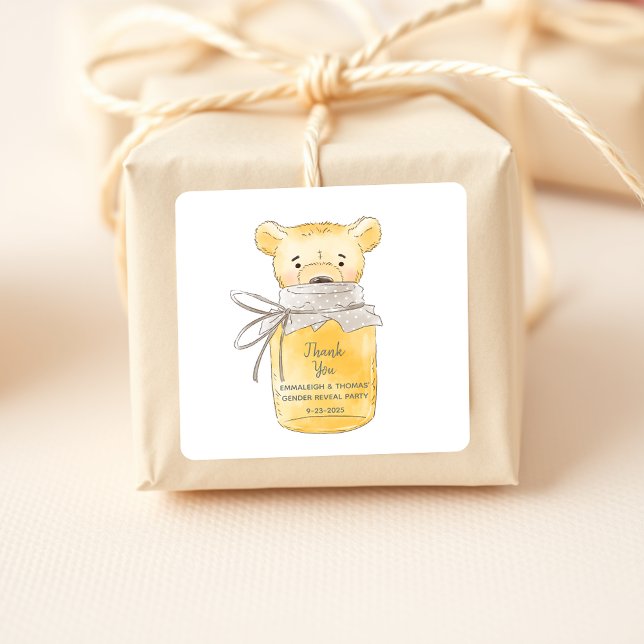 Honey Jar Teddy Bear Vielen Dank Quadratischer Aufkleber (Von Creator hochgeladen)