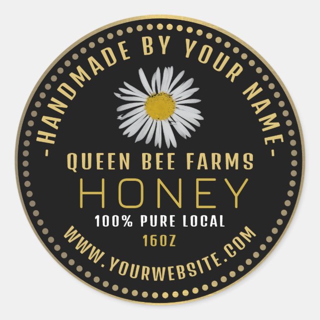 Honey Label Black Gold | WILDBLUME Runder Aufkleber (Vorderseite)