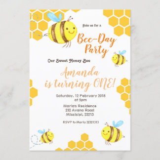 Honey Little Bee 1. Geburtstag Einladung