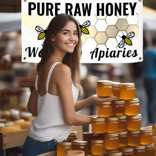 Honey Market Sign Bee Honeycomb Pure Raw Honey Banner