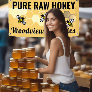 Honey Market Sign Bee Honeycomb Pure Raw Honey Banner