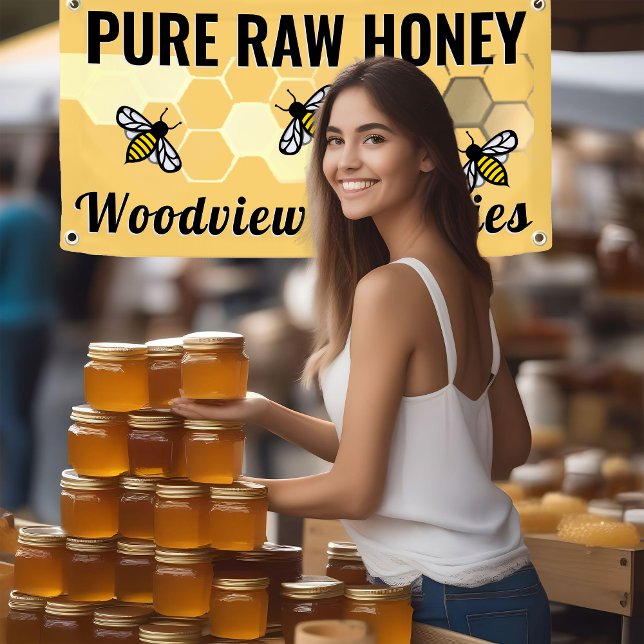 Honey Market Sign Bee Honeycomb Pure Raw Honey Banner (Von Creator hochgeladen)