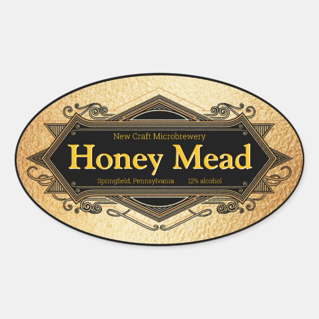 Honey Mead Golden Microbrewery Ovaler Aufkleber (Vorderseite)
