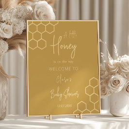 Honey Minimal Golden Beige Babydusche Willkommen Poster