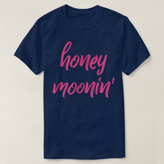 Honey MooninPink Brush Honeymoon Matching Paare T-Shirt (Design vorne)