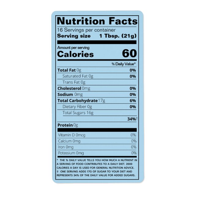 Honey Nutrition Facts Blue Product (Vorne)
