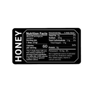 Honey Nutrition Fakten Adressetikett Schwarz